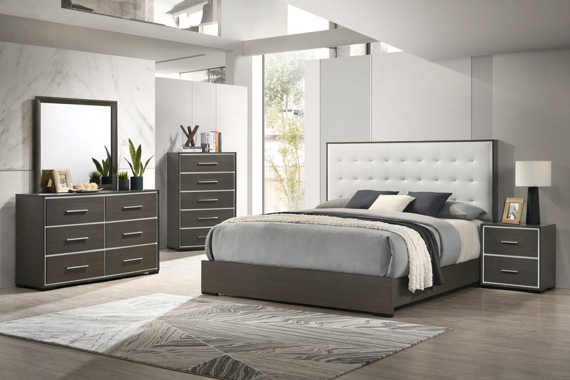 Sharpe Brown Queen Upholstered Panel Bed - Gate FurnitureQueen Bed