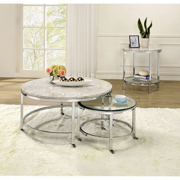 Shauna White/Chrome End Table - CM4354E