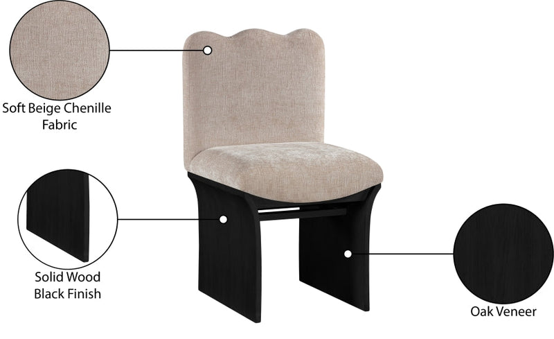 Shaw Chenille Fabric Upholstered Dining Chair in Beige - 11068Beige-C