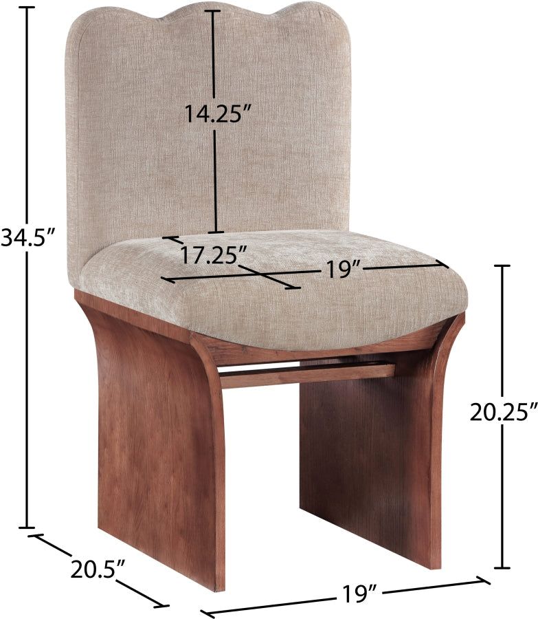 Shaw Chenille Fabric Upholstered Dining Chair in Beige - 11069Beige-C