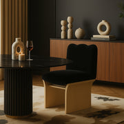 Shaw Chenille Fabric Upholstered Dining Chair in Black - 11067Black-C