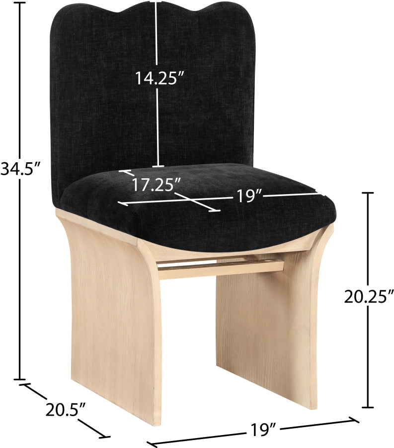 Shaw Chenille Fabric Upholstered Dining Chair in Black - 11067Black-C