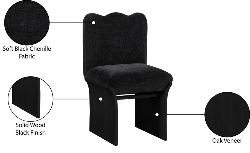 Shaw Chenille Fabric Upholstered Dining Chair in Black - 11068Black-C