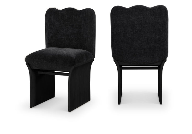 Shaw Chenille Fabric Upholstered Dining Chair in Black - 11068Black-C