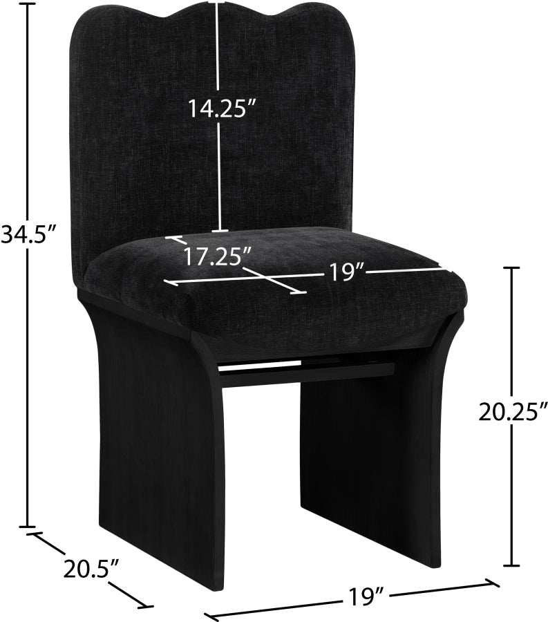 Shaw Chenille Fabric Upholstered Dining Chair in Black - 11068Black-C