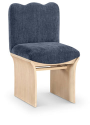 Shaw Chenille Fabric Upholstered Dining Chair in Blue - 11067Navy-C
