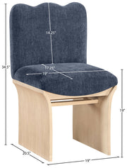 Shaw Chenille Fabric Upholstered Dining Chair in Blue - 11067Navy-C