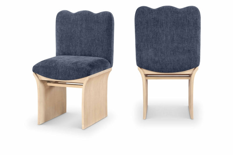 Shaw Chenille Fabric Upholstered Dining Chair in Blue - 11067Navy-C