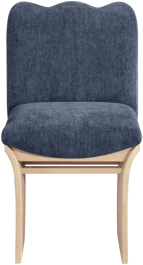 Shaw Chenille Fabric Upholstered Dining Chair in Blue - 11067Navy-C