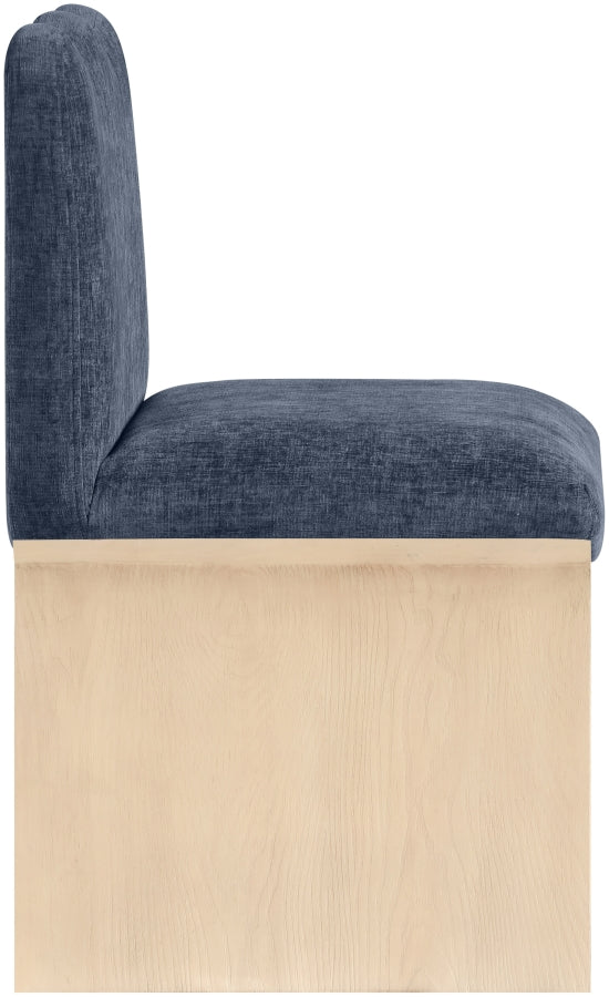 Shaw Chenille Fabric Upholstered Dining Chair in Blue - 11067Navy-C
