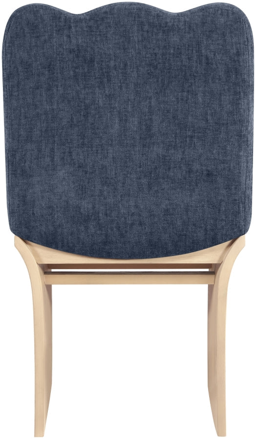 Shaw Chenille Fabric Upholstered Dining Chair in Blue - 11067Navy-C