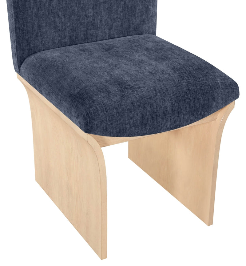 Shaw Chenille Fabric Upholstered Dining Chair in Blue - 11067Navy-C