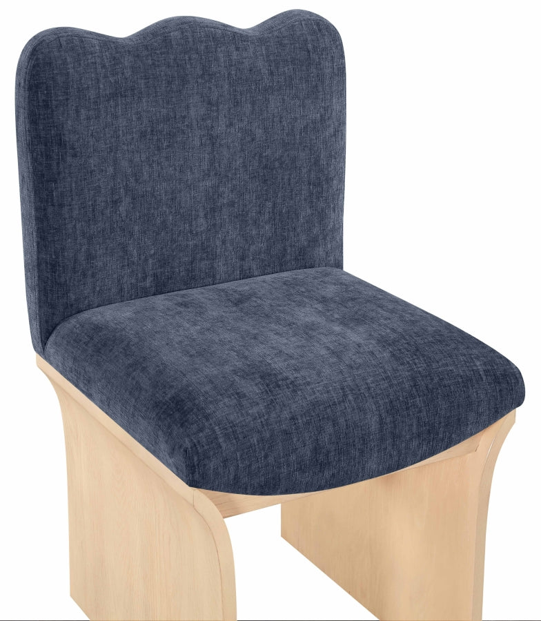 Shaw Chenille Fabric Upholstered Dining Chair in Blue - 11067Navy-C