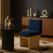 Shaw Chenille Fabric Upholstered Dining Chair in Blue - 11067Navy-C