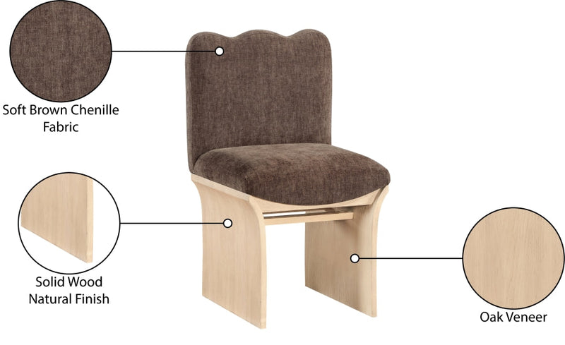 Shaw Chenille Fabric Upholstered Dining Chair in Brown - 11067Brown-C