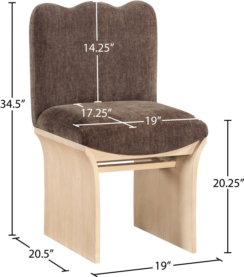 Shaw Chenille Fabric Upholstered Dining Chair in Brown - 11067Brown-C