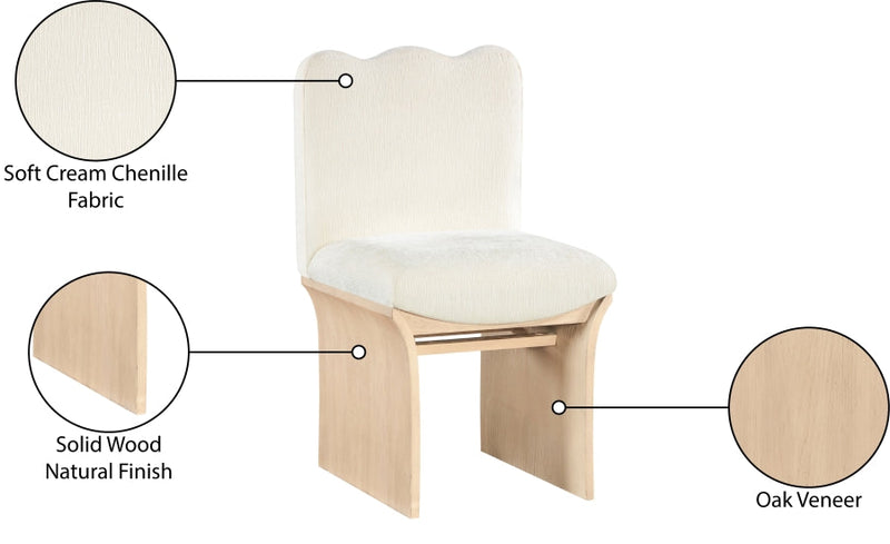 Shaw Chenille Fabric Upholstered Dining Chair in Cream - 11067Cream-C