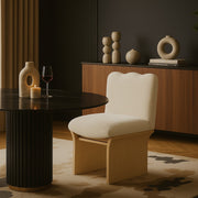 Shaw Chenille Fabric Upholstered Dining Chair in Cream - 11067Cream-C