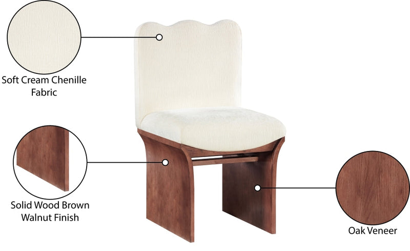 Shaw Chenille Fabric Upholstered Dining Chair in Cream - 11069Cream-C