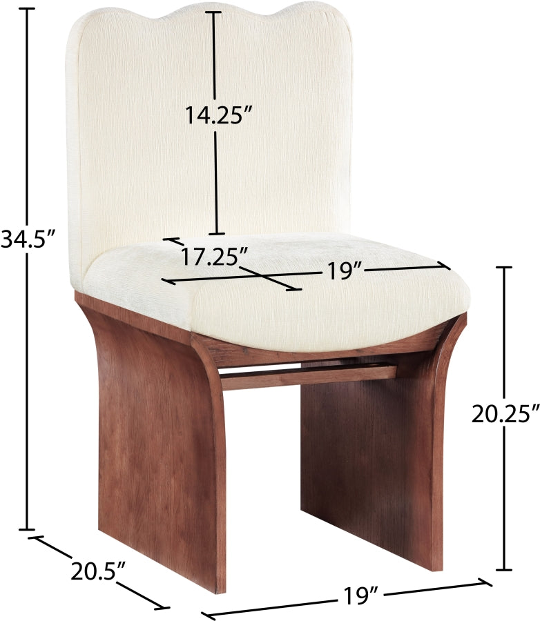 Shaw Chenille Fabric Upholstered Dining Chair in Cream - 11069Cream-C