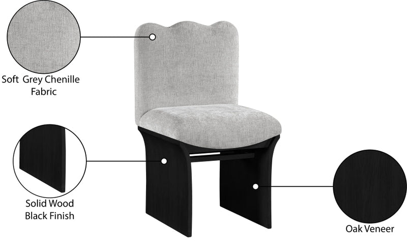 Shaw Chenille Fabric Upholstered Dining Chair in Grey - 11068Grey-C