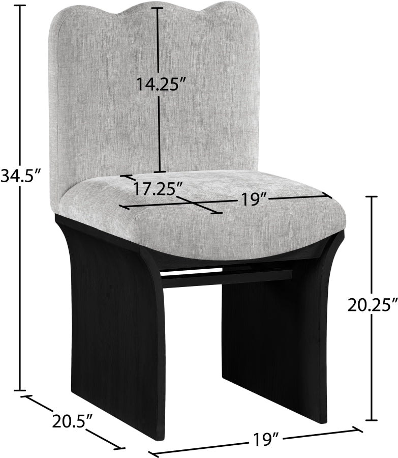 Shaw Chenille Fabric Upholstered Dining Chair in Grey - 11068Grey-C