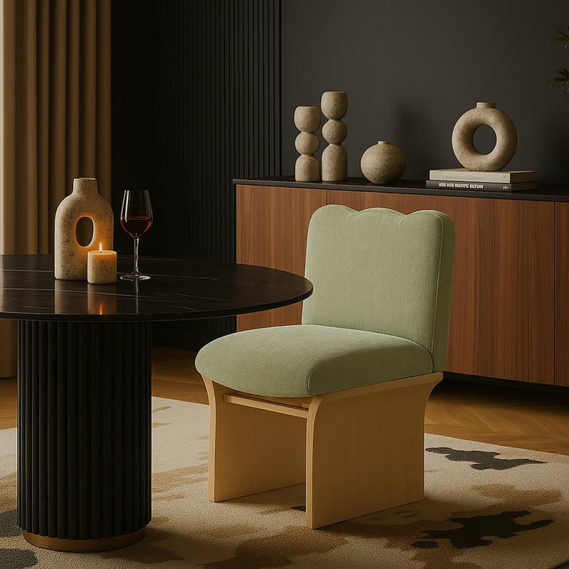 Shaw Chenille Fabric Upholstered Dining Chair in Mint - 11067Mint-C