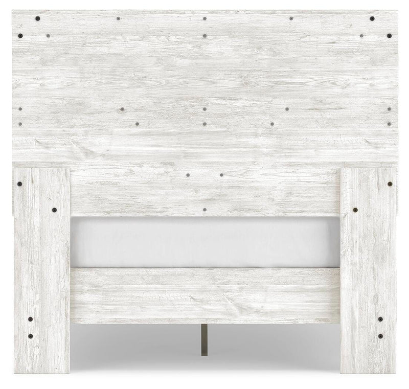 Shawburn Full Panel Platform Bed with 2 Nightstands in White/Dark Charcoal Gray - PKG016232