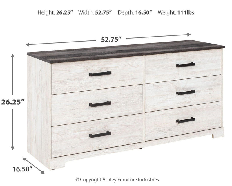 Shawburn Full Platform Bed with Dresser and 2 Nightstands in Whitewash - PKG009349