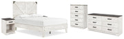 Shawburn Full Platform Bed with Dresser, Chest and 2 Nightstands in White/Dark Charcoal Gray - PKG016227