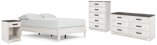 Shawburn Full Platform Bed with Dresser, Chest and Nightstand in Whitewash - PKG016222