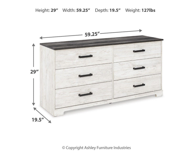 Shawburn Full Platform Bed with Dresser in White/Dark Charcoal Gray - PKG016224