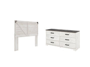 Shawburn Queen Crossbuck Panel Headboard and Dresser in Whitewash - PKG009316