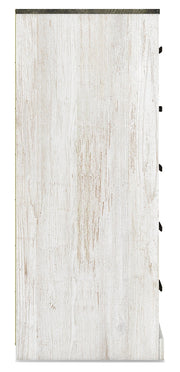 Shawburn Queen Panel Headboard with Dresser and Chest in Whitewash - PKG016190