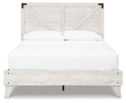 Shawburn Queen Panel Platform Bed with 2 Nightstands in White/Dark Charcoal Gray - PKG016203