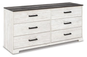 Shawburn Queen Platform Bed with Dresser and 2 Nightstands in Whitewash - PKG009325