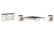 Shawburn Queen Platform Bed with Dresser and 2 Nightstands in Whitewash - PKG009325