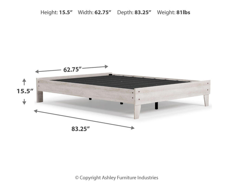 Shawburn Queen Platform Bed with Dresser and 2 Nightstands in Whitewash - PKG009325