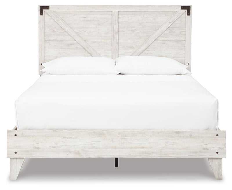 Shawburn Queen Platform Bed with Dresser in White/Dark Charcoal Gray - PKG016193