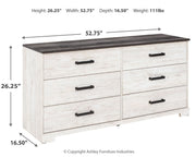 Shawburn Queen Platform Bed with Dresser in Whitewash - PKG009324