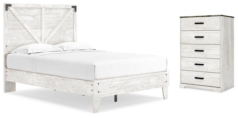 Shawburn White/Brown Full Panel Bed with Chest - EB4121B4