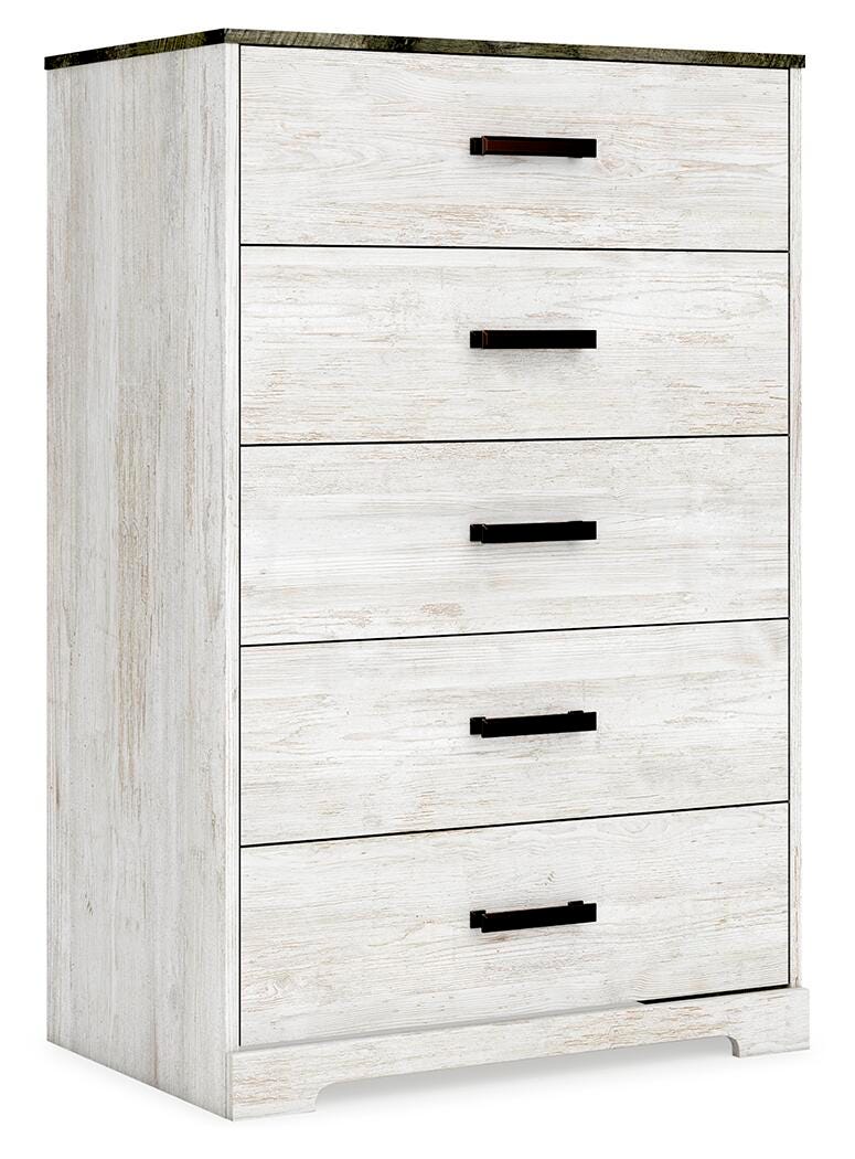 Shawburn White/Brown Full Panel Bed with Chest - EB4121B4