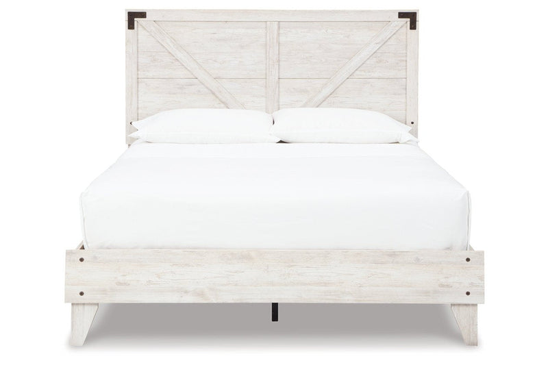 Shawburn White/Dark Charcoal Gray Queen Crossbuck Panel Platform Bed - Gate FurnitureQueen Bed