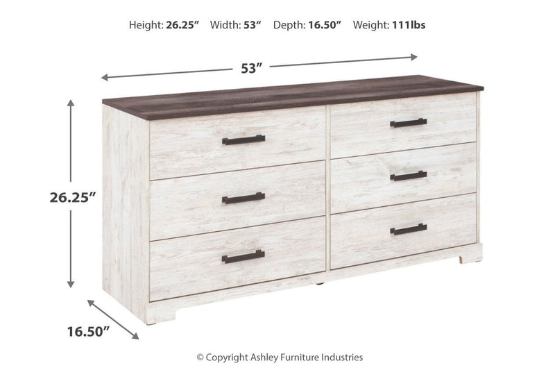 Shawburn Whitewash/Charcoal Gray Dresser - EB4121-131 - Gate Furniture