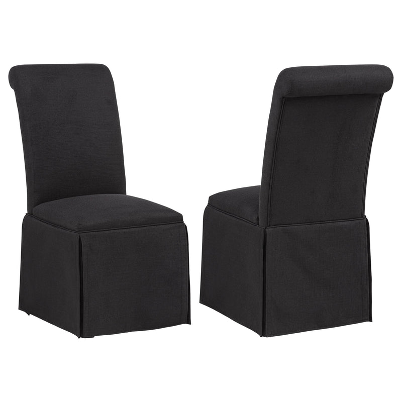 Shawna Upholstered Skirted Side Chair Black (Set of 2) - 193912BLK