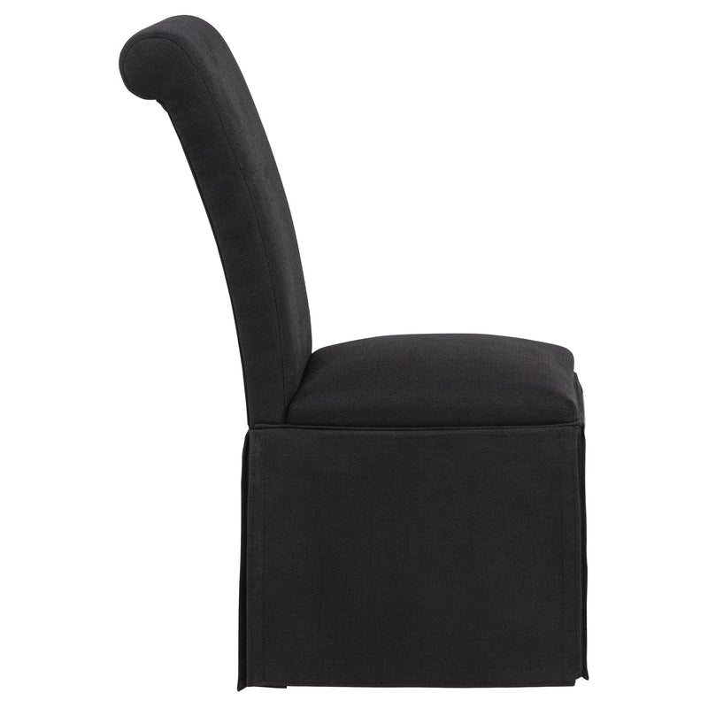 Shawna Upholstered Skirted Side Chair Black (Set of 2) - 193912BLK