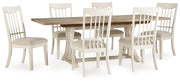 Shaybrock Antique White/Brown Dining Table and 6 Chairs - Gate FurnitureDining Room Set