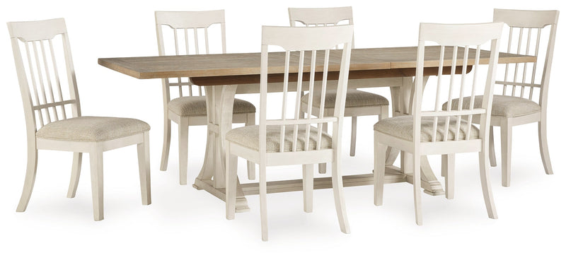Shaybrock Antique White/Brown Dining Table and 6 Chairs - Gate FurnitureDining Room Set