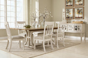 Shaybrock Antique White/Brown Dining Table and 6 Chairs - Gate FurnitureDining Room Set