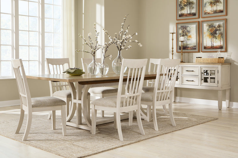 Shaybrock Antique White/Brown Dining Table and 6 Chairs - Gate FurnitureDining Room Set